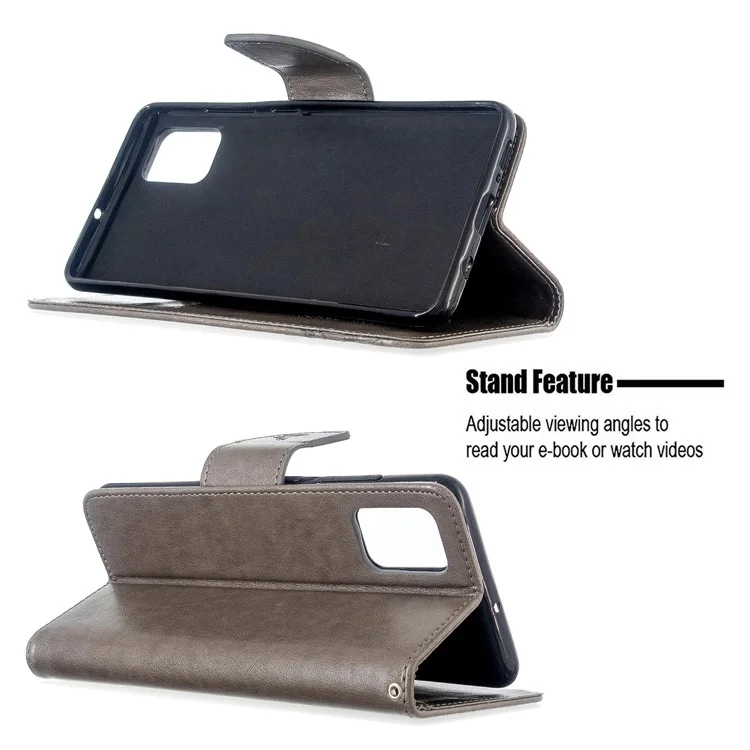 Impresión de la Billetera de Mariposa Case de Cuero Para Samsung Galaxy A51 - Gris