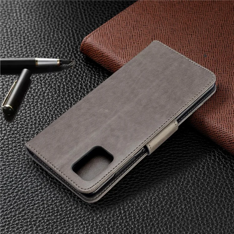 Imprint Butterfly Wallet Leather Stand Case for Samsung Galaxy A51 - Grey