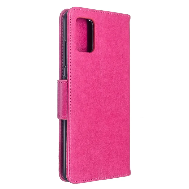 Imprint Butterfly Wallet Leather Stand Case for Samsung Galaxy A51 - Rose