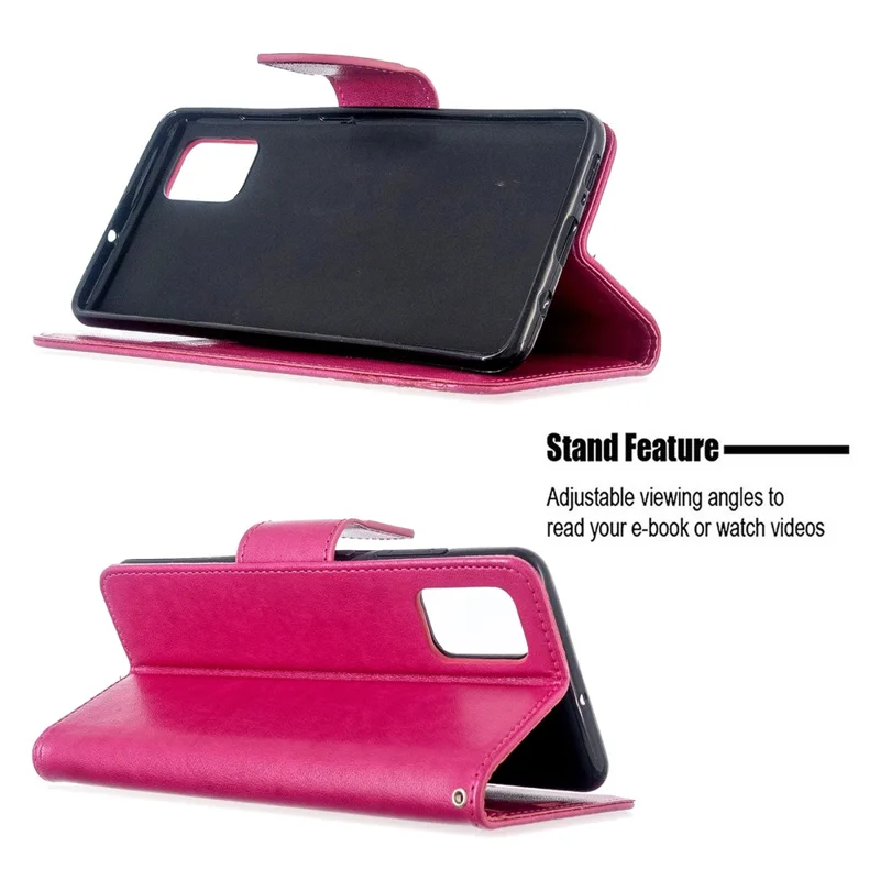 Imprint Butterfly Wallet Leather Stand Case for Samsung Galaxy A51 - Rose