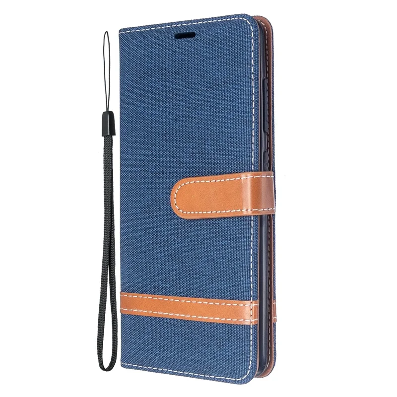 Assorted Color Jeans Cloth Leather Wallet Case for Samsung Galaxy A51 - Dark Blue