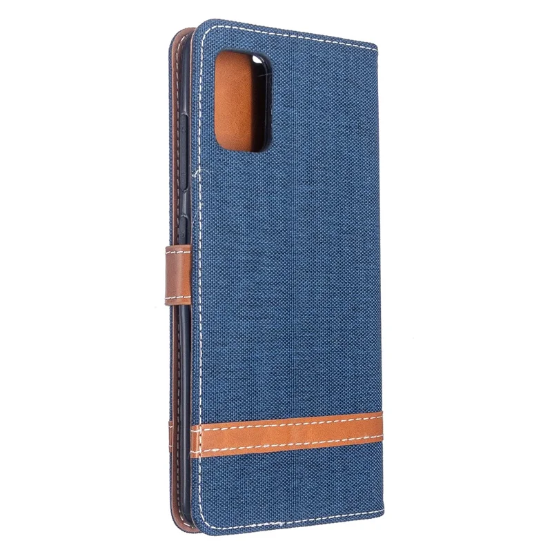 Assorted Color Jeans Cloth Leather Wallet Case for Samsung Galaxy A51 - Dark Blue