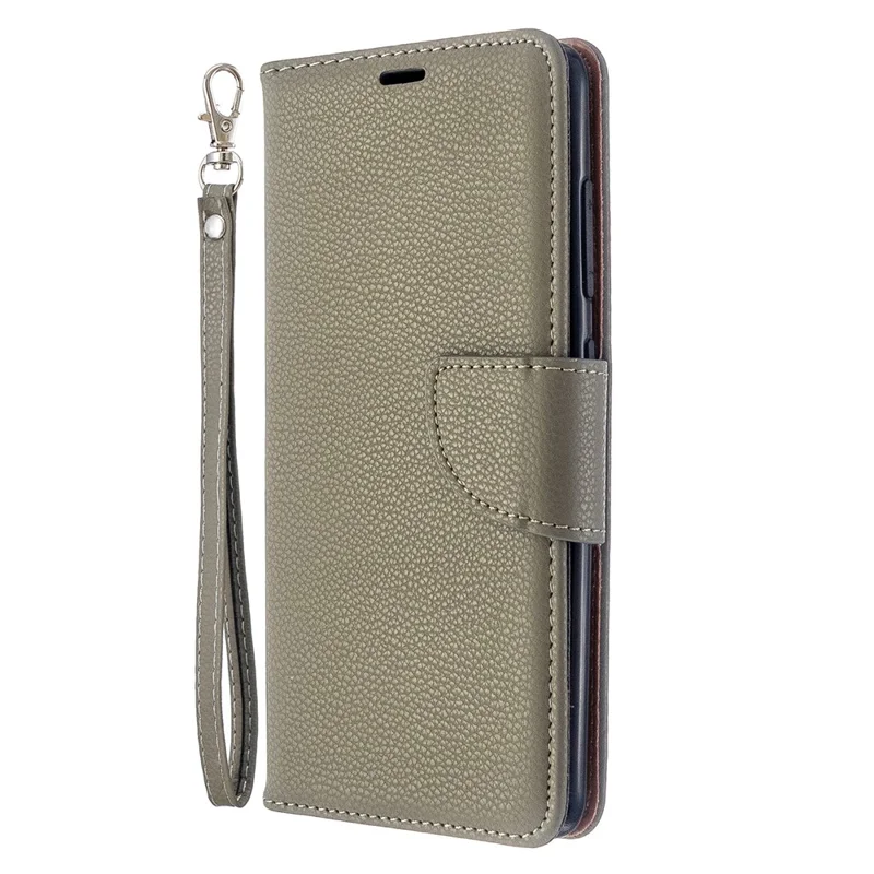 Litchi Skin Leather Wallet Case for Samsung Galaxy A51 - Grey
