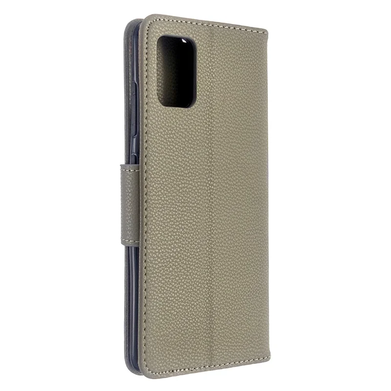 Litchi Skin Leather Wallet Case for Samsung Galaxy A51 - Grey