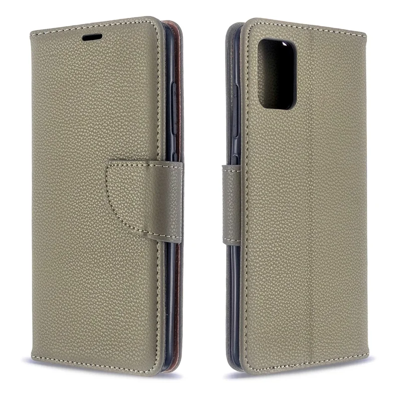 Litchi Skin Leather Wallet Case for Samsung Galaxy A51 - Grey
