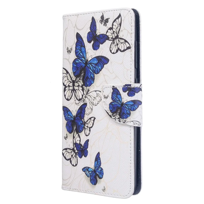 Pattern Printing Wallet Leather Flip Cover Case for Samsung Galaxy A51 - Blue Butterfly