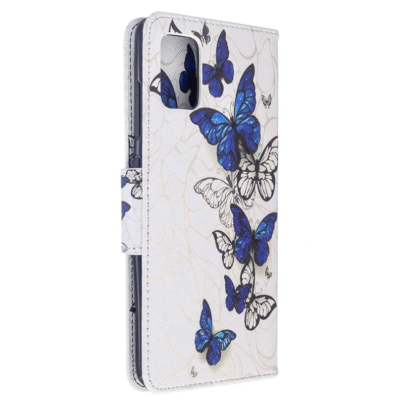 Pattern Printing Wallet Leather Flip Cover Case for Samsung Galaxy A51 - Blue Butterfly