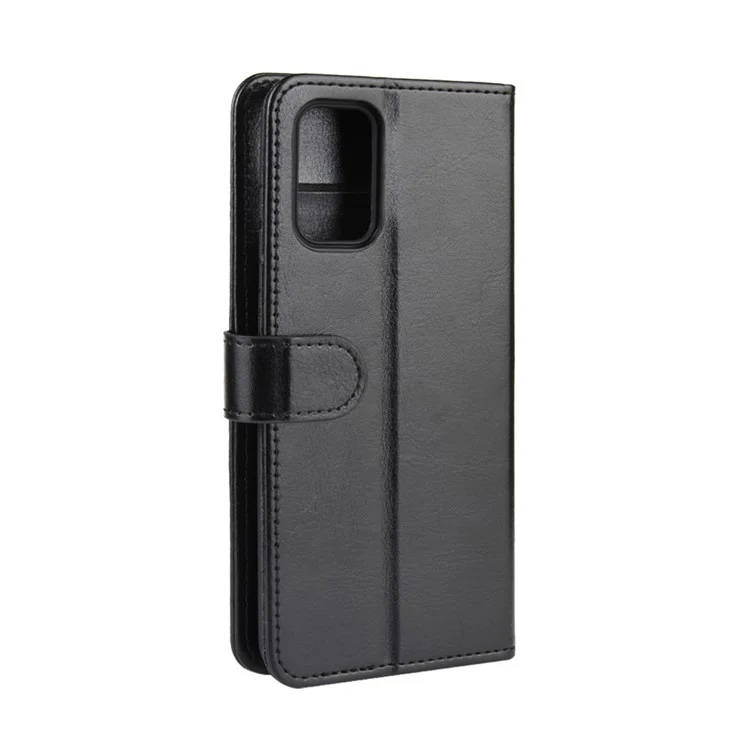 Crazy Horse Leather Willet Stand Case de Teléfono Para Samsung Galaxy S20 4G/S20 5G - Negro