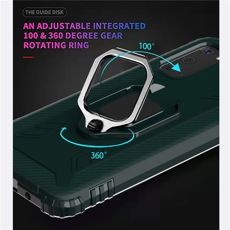 Finger Ring Kickstand TPU Back Shell [Built-in Magnetic Metal Sheet] Case for Samsung Galaxy S20 Ultra - Green