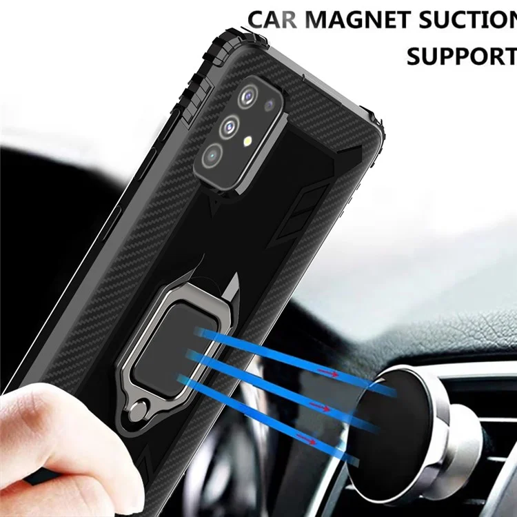 With Kickstand TPU Mobile Phone Case for Samsung Galaxy A71 - Black