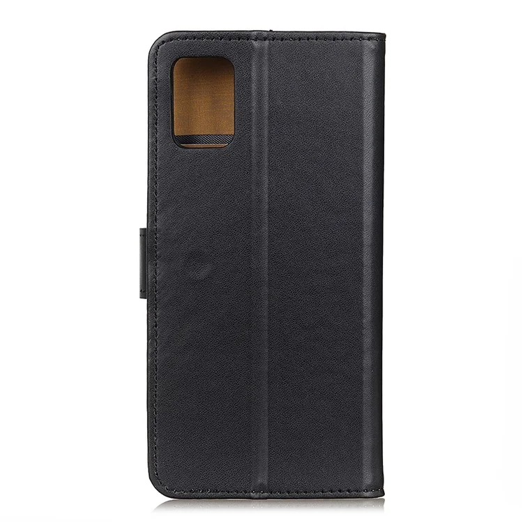 Leather Wallet Design Phone Cover Case for Samsung Galaxy A91/S10 Lite - Black