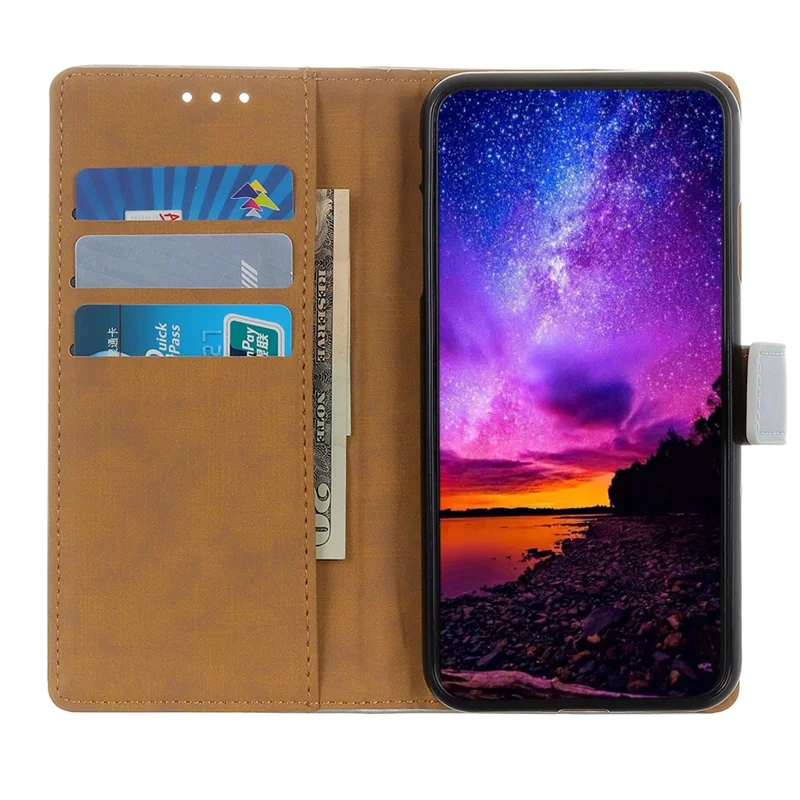 Cell Phone Leather Wallet Case for Samsung Galaxy A81 / Note 10 Lite - Silver