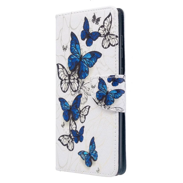 Pattern Printing Wallet Stand Flip Leather Case for Samsung Galaxy A71 A715 - Blue Butterflies