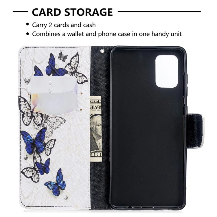 Match Impreting Portefeuille Support Flip Leather Case Pour Samsung Galaxy A71 A715 - Papillons Bleus