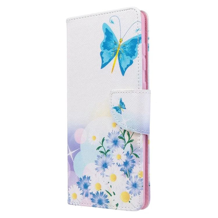 Musterdruck Brieftasche Lederflip -telefonabdeckung Für Samsung Galaxy A71 A715 - Schmetterlinge Und Blumen