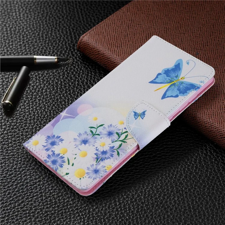 Musterdruck Brieftasche Lederflip -telefonabdeckung Für Samsung Galaxy A71 A715 - Schmetterlinge Und Blumen