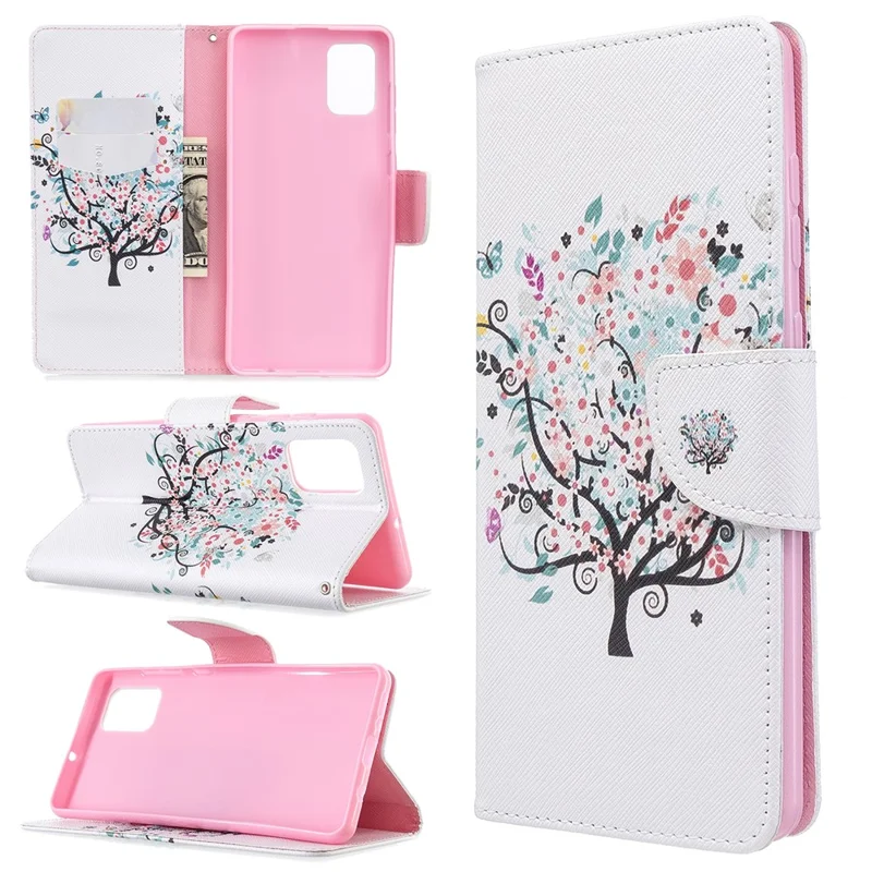 Pattern Printing Wallet Leather Flip Phone Cover for Samsung Galaxy A71 A715 - Flower Tree