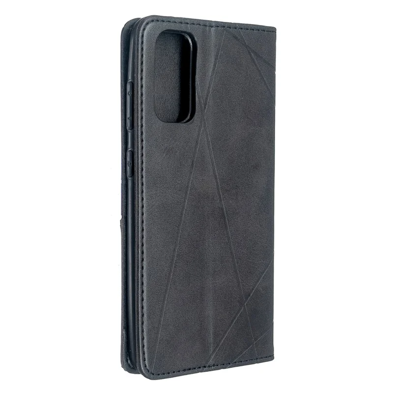 Funda de cuero con soporte y diseño geométrico para tarjetas para Samsung Galaxy S20 4G / S20 5G - Negro