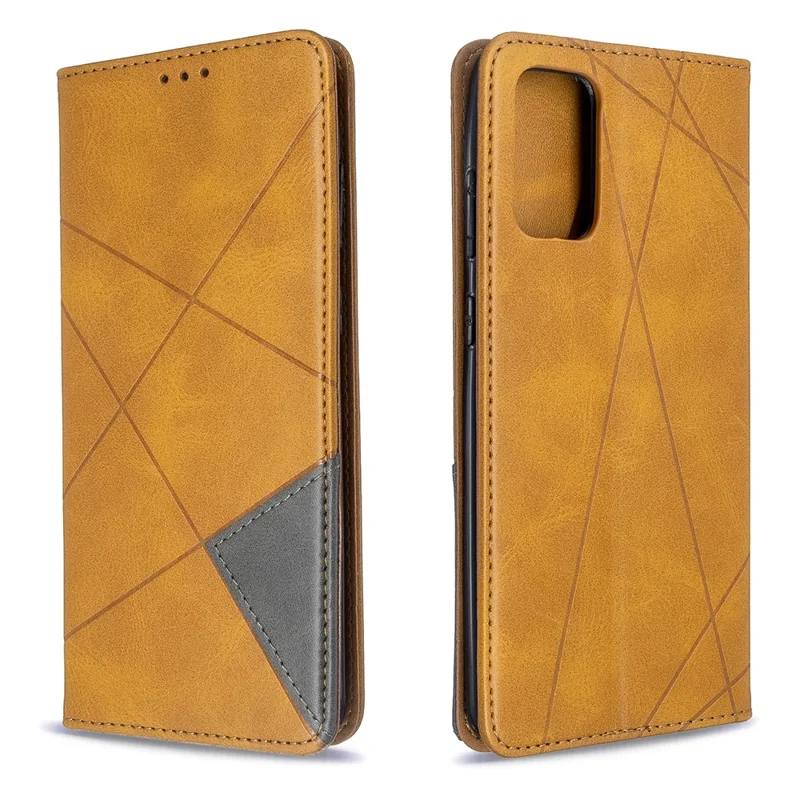 Geometric Pattern Stand Leather Card Holder Case for Samsung Galaxy S20 Plus / S20 Plus 5G - Yellow