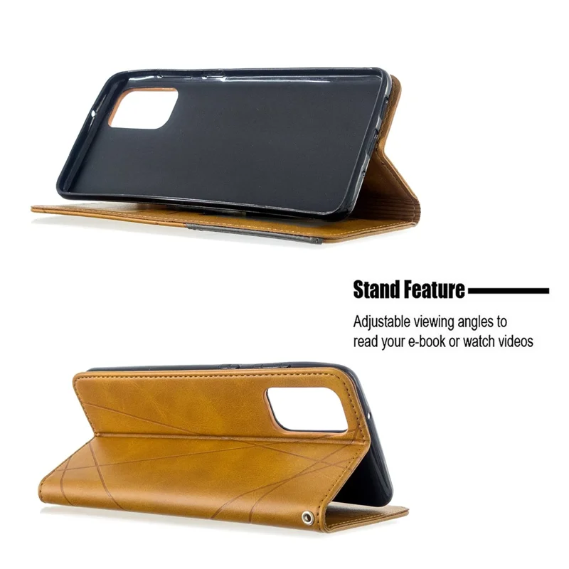 Geometric Pattern Stand Leather Card Holder Case for Samsung Galaxy S20 Plus / S20 Plus 5G - Yellow