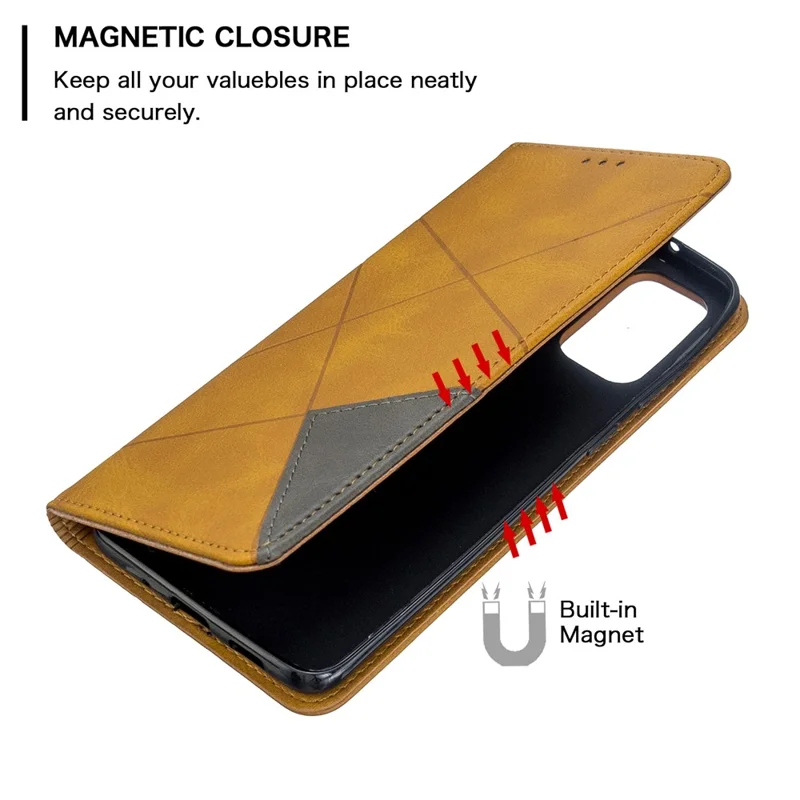 Geometric Pattern Stand Leather Card Holder Case for Samsung Galaxy S20 Plus / S20 Plus 5G - Yellow