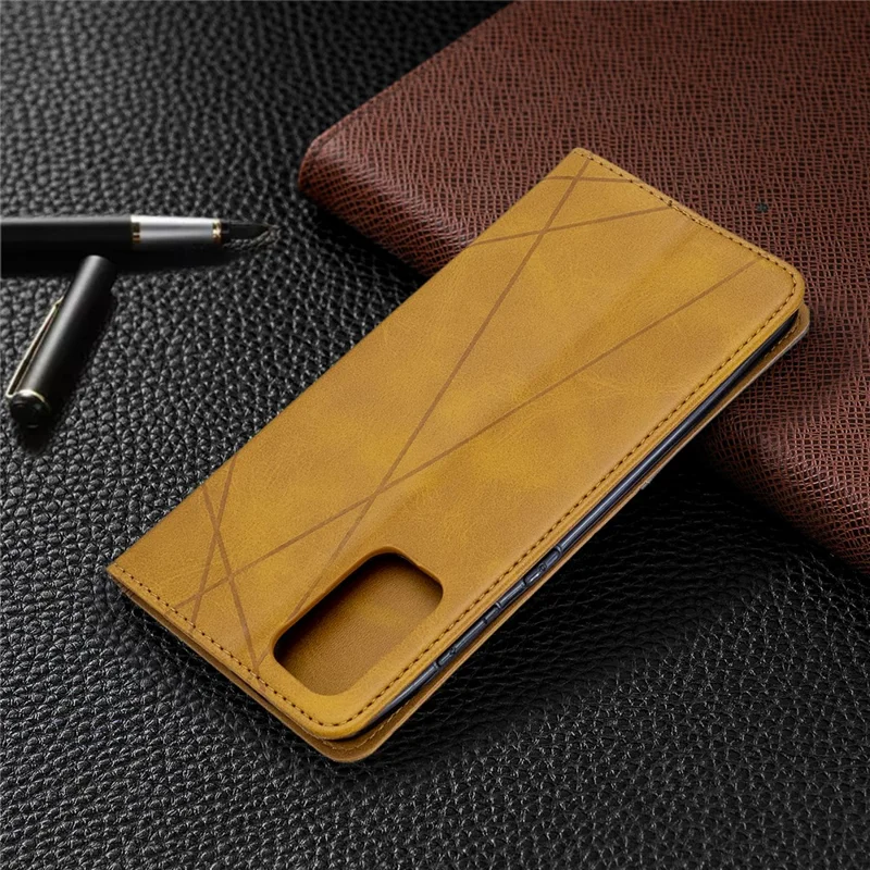 Geometric Pattern Stand Leather Card Holder Case for Samsung Galaxy S20 Plus / S20 Plus 5G - Yellow