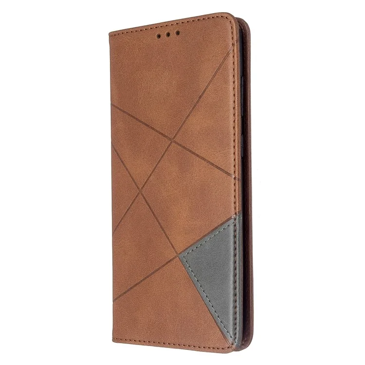 Geometric Pattern Stand Leather Card Holder Case for Samsung Galaxy S20 Plus / S20 Plus 5G - Brown