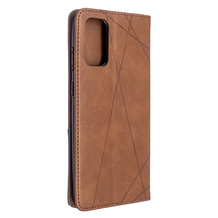 Geometric Pattern Stand Leather Card Holder Case for Samsung Galaxy S20 Plus / S20 Plus 5G - Brown