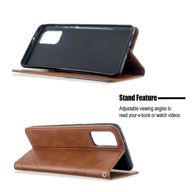 Geometric Pattern Stand Leather Card Holder Case for Samsung Galaxy S20 Plus / S20 Plus 5G - Brown