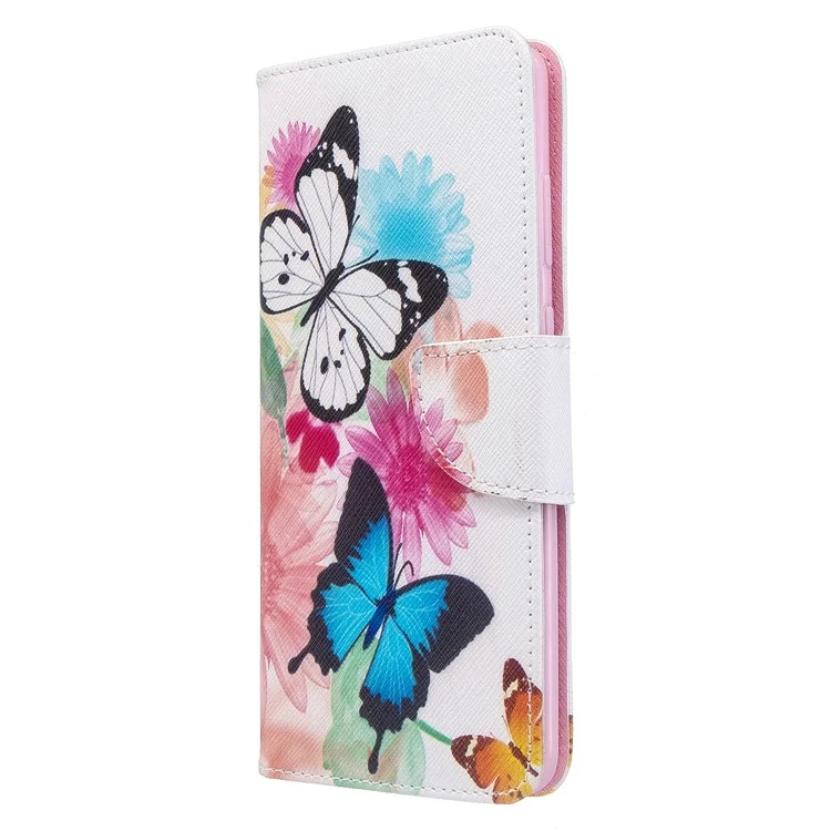 Étui de Portefeuille en Cuir D'impression Motif Pour Samsung Galaxy S20 Plus - Papillons Colorés