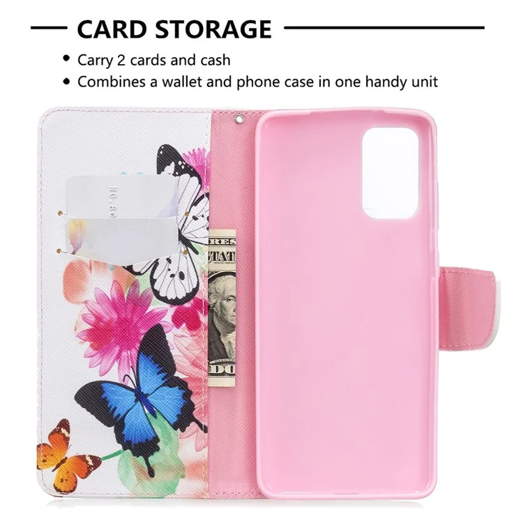 Pattern Printing Leather Wallet Case for Samsung Galaxy S20 Plus - Colorful Butterflies