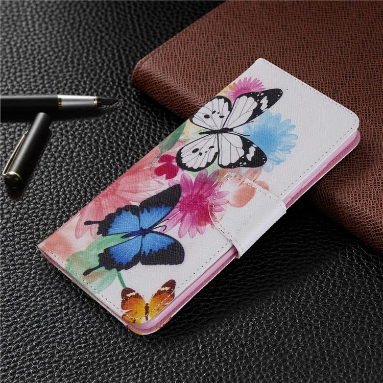 Étui de Portefeuille en Cuir D'impression Motif Pour Samsung Galaxy S20 Plus - Papillons Colorés