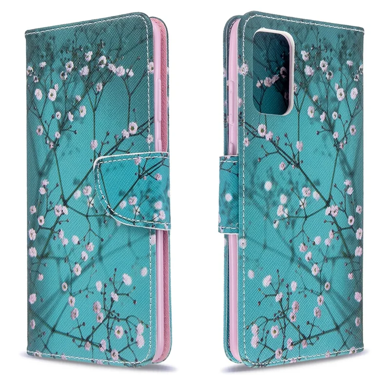 Pattern Printing Leather Wallet Case for Samsung Galaxy S20 Plus - Flower Branches
