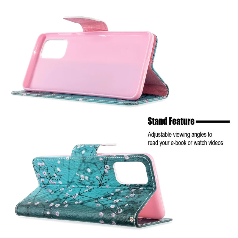 Pattern Printing Leather Wallet Case for Samsung Galaxy S20 Plus - Flower Branches