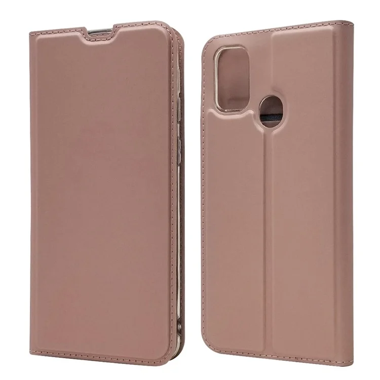 Cobertura de Telefone de Suporte de Couro de Fechamento Magnético Para o Samsung Galaxy M30s / M2 - Rosa Ouro