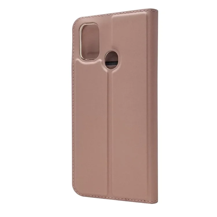 Cobertura de Telefone de Suporte de Couro de Fechamento Magnético Para o Samsung Galaxy M30s / M2 - Rosa Ouro