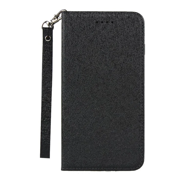 Silk Texture Leather Wallet Stand Phone Case Cover for Samsung Galaxy S10e - Black