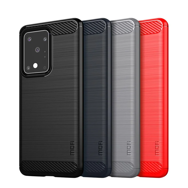 MOFI Carbon Fiber Surface Brushed TPU Covering for Samsung Galaxy S20 Ultra - Black