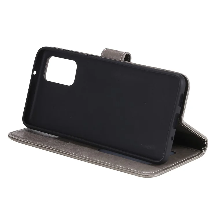 Impresión de la Billetera de Cuero de Flor de la Billetera Para Samsung Galaxy S20 Plus / S20 Más 5G - Gris