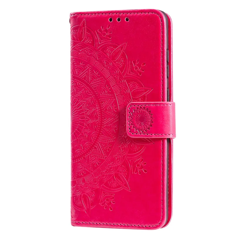 Imprint Flower Leather Wallet Phone Casing for Samsung Galaxy S20 Plus / S20 Plus 5G - Rose
