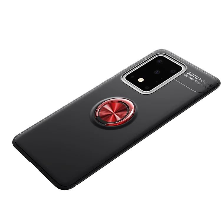 Ringue de Doigt TPU Back Case Pour Samsung Galaxy S20 Ultra (feuille de Métal Intégrée) - le Noir / Rouge