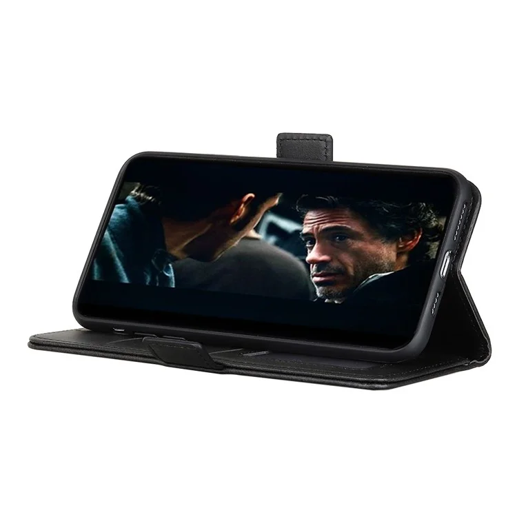 Wallet Stand Magnetic Closure Leather Casing Cover for Samsung Galaxy A51 - Black