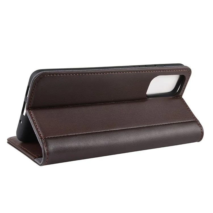 Funda de teléfono con soporte de cartera de piel partida para Samsung Galaxy S20 4G/S20 5G - Marrón