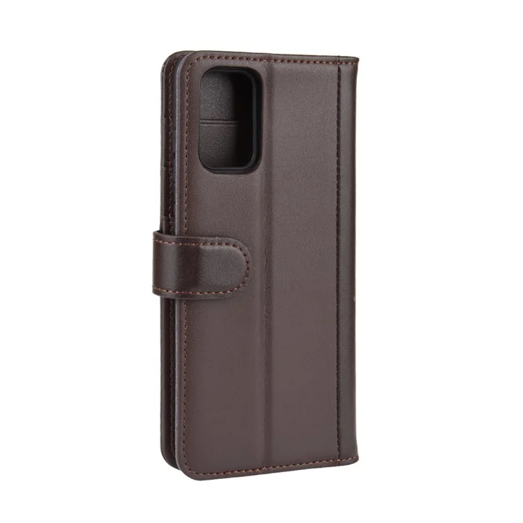 Funda de teléfono con soporte de cartera de piel partida para Samsung Galaxy S20 4G/S20 5G - Marrón