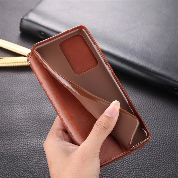 AZNS Wallet Leather Stand Case for Samsung Galaxy S20 4G/S20 5G - Brown