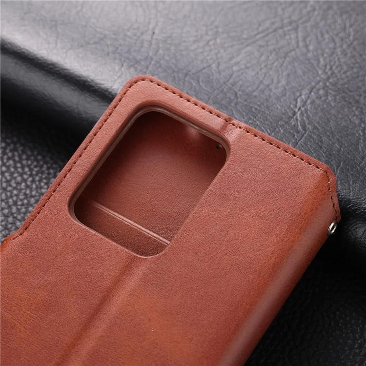 AZNS Wallet Leather Stand Case for Samsung Galaxy S20 4G/S20 5G - Brown