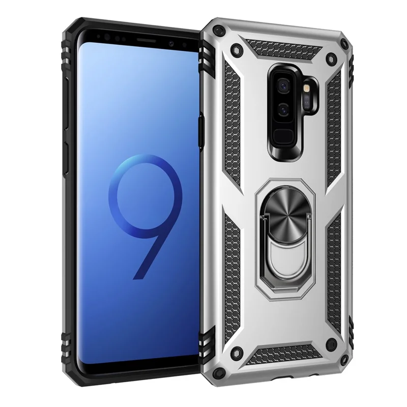 Armor PC+TPU Hybrid Shell med standfod til Samsung Galaxy S9 Plus/S9+ - Sølv