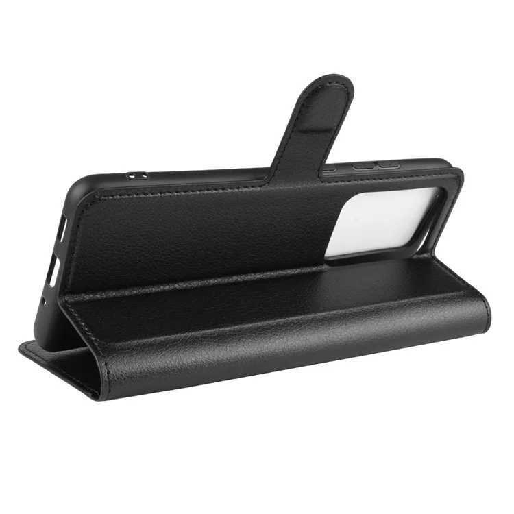 Litchi Skin Wallet Leather Stand Case für Samsung Galaxy S20 Ultra - Schwarz