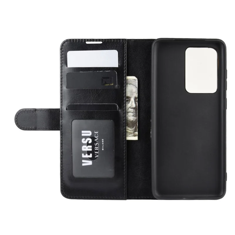 Crazy Horse Wallet Leather Stand Case for Samsung Galaxy S20 Ultra - Black