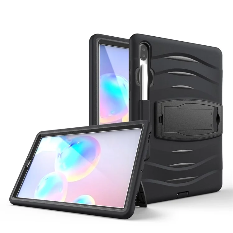 Stoßdämpfer PC + Silicon Tablet Combo-hülle Mit Kickstand Und Stiftschlitz Für Samsung Galaxy Tab S6 SM-T860/T865 - Schwarz